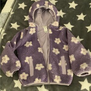 Purple Floral Kids Puffer Jacket